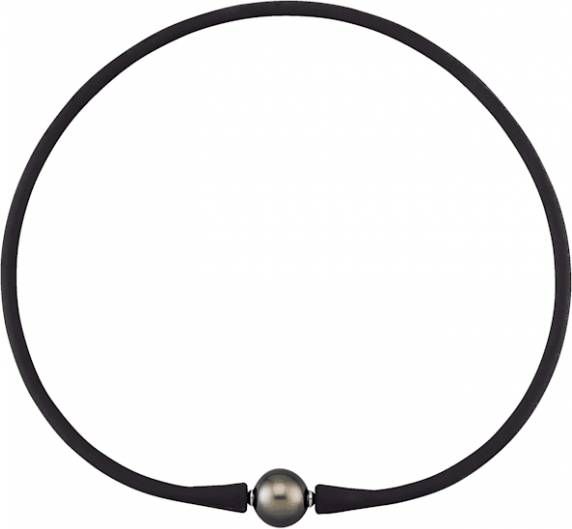 KLiNGEL Caoutchouc ketting met Tahiti cultivéparel Zwart