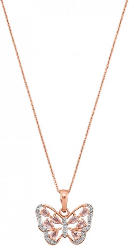 KLiNGEL Cliphanger met ketting met morganiet en wittopazen Roze