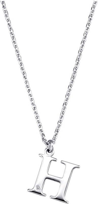 KLiNGEL Collier Letter H met diamant Zilverkleur