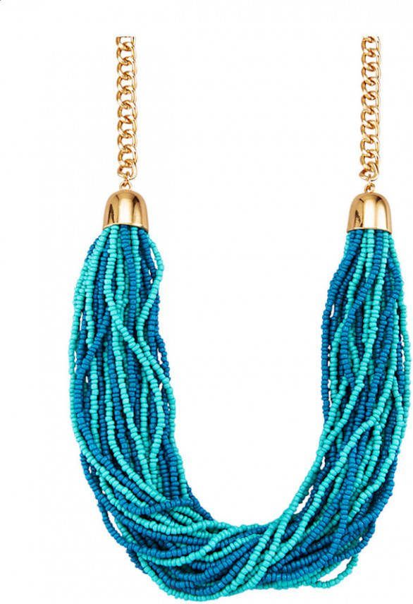 KLiNGEL Collier met glaskraaltjes Turquoise