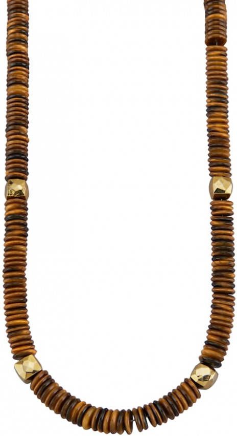 KLiNGEL Collier met tijgeroogsteenschijven Bruin