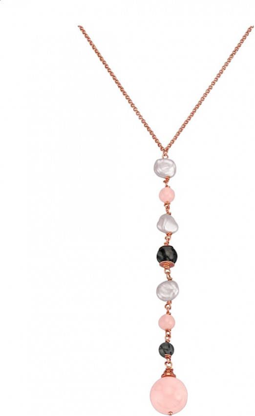 KLiNGEL Collier van roodverguld zilver Roze