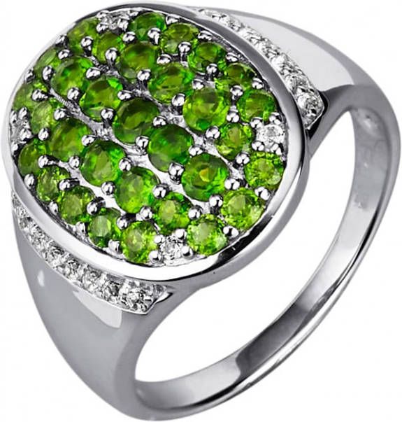 MONA Damesring met chroomdiopsied en wittopaas Groen
