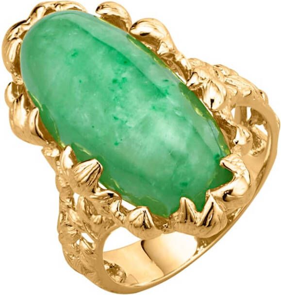 KLiNGEL Damesring Met jade cabochon Goudkleur