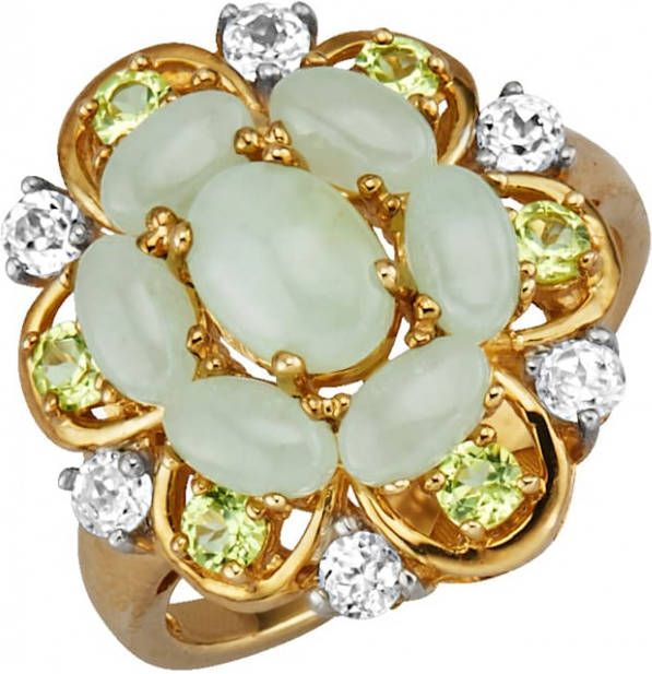 MONA Damesring met jade en peridot Groen