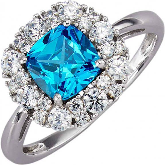KLiNGEL Damesring met synth. zirkonia Blauw