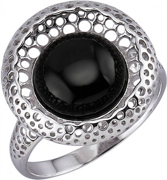 KLiNGEL Damesring Met zwarte agaat Zwart