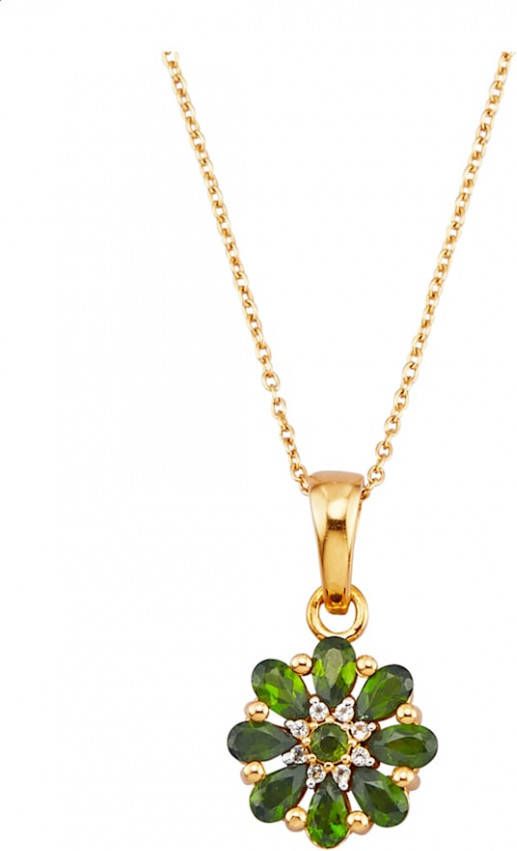 KLiNGEL Hanger met ketting met chroomdiopsieden en wittopazen Groen
