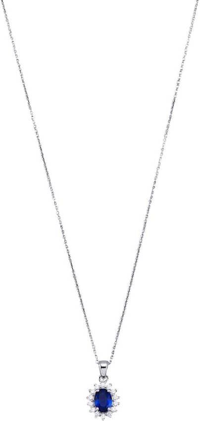 KLiNGEL Hanger met ketting met synth. zirkonia's en kristal, echt zilver Zilverkleur