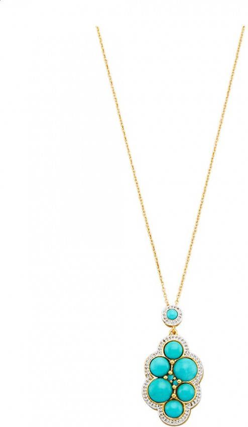 KLiNGEL Hanger met ketting met turkooisstenen en wittopazen Turquoise