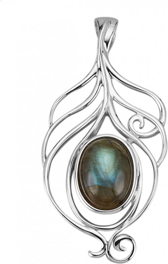 KLiNGEL Hanger met labradoriet, van echt zilver Zilverkleur