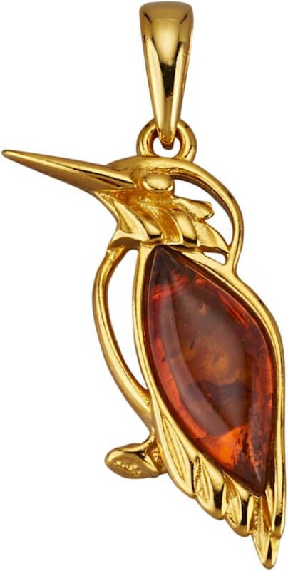 KLiNGEL Hanger Vogel met barnsteen Goudkleur