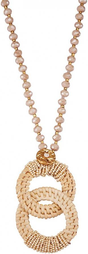 KLiNGEL Ketting met glasparels Beige