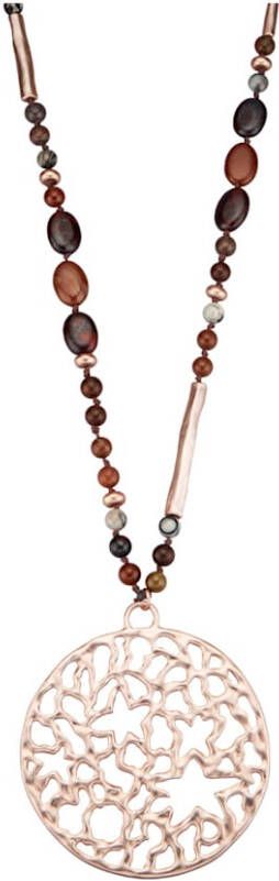 KLiNGEL Ketting Met glasparels Bruin