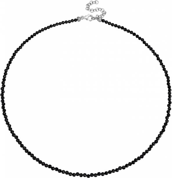 KLiNGEL Ketting van spinel, van echt zilver Zwart