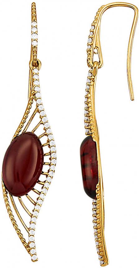 KLiNGEL Oorbellen met barnsteen en zirkonia Goudkleur