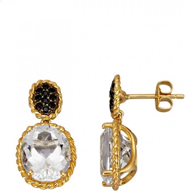 KLiNGEL Oorbellen met bergkristallen Goudkleur