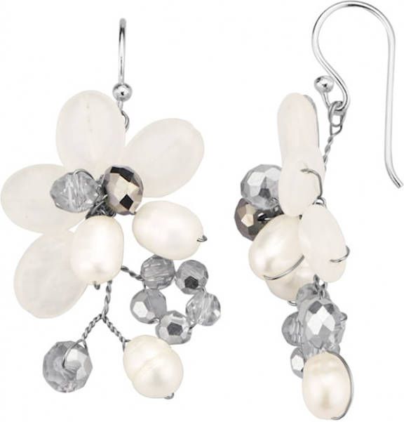 KLiNGEL Oorbellen met cultivé zoetwaterparels Zilverkleur