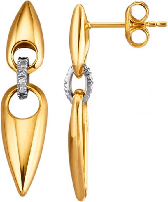 KLiNGEL Oorbellen met diamanten Geelgoudkleur