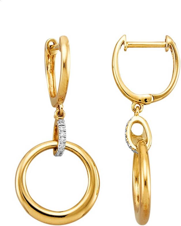 KLiNGEL Oorbellen met diamanten Geelgoudkleur