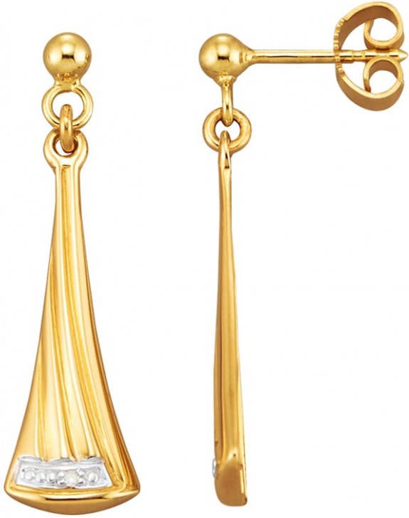 KLiNGEL Oorbellen met diamanten Geelgoudkleur