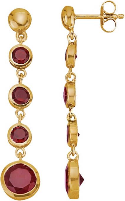 KLiNGEL Oorbellen met granaten, van echt zilver Goudkleur