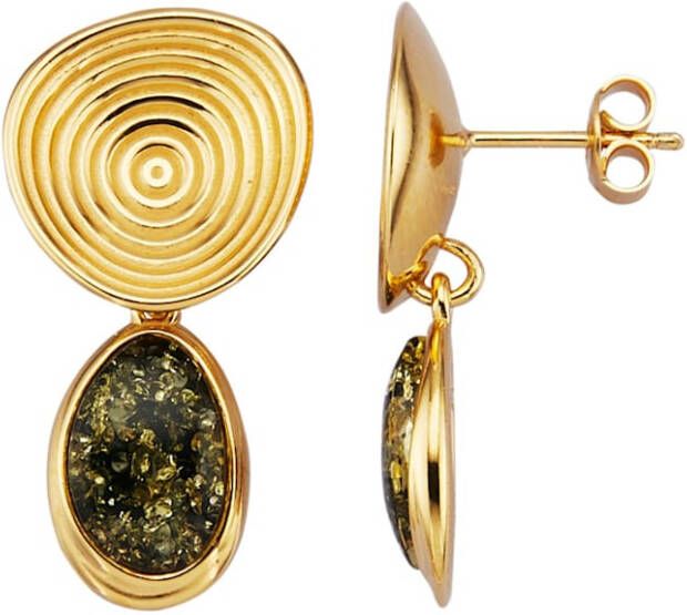 KLiNGEL Oorbellen met groene barnstenen Goudkleur