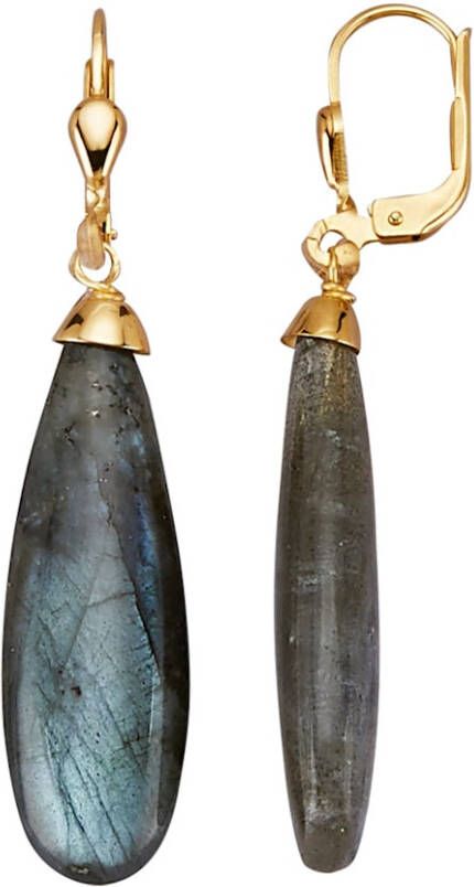 KLiNGEL Oorbellen met groene kwarts en synth. zirkonia's Goudkleur