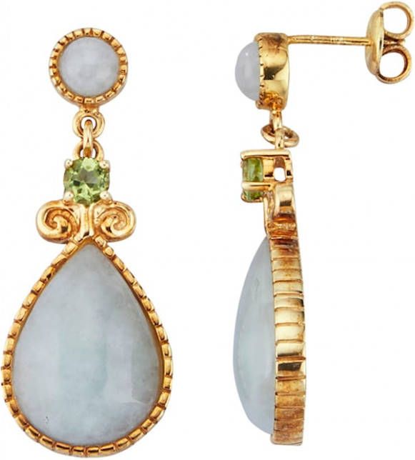 KLiNGEL Oorbellen met jade en peridot Goudkleur