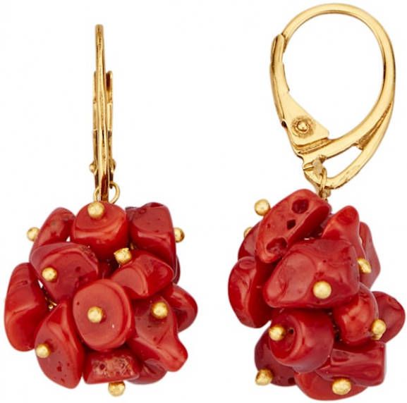 KLiNGEL Oorbellen met koralen, van echt zilver Goudkleur