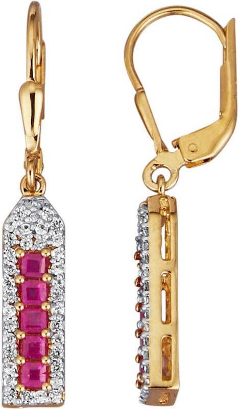 KLiNGEL Oorbellen met robijn Goudkleur