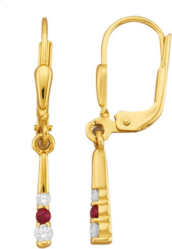 KLiNGEL Oorbellen met robijnen en synth. zirkonia's Rood