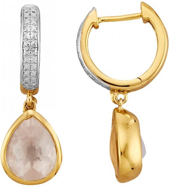 KLiNGEL Oorbellen met rozenkwarts Geelgoudkleur