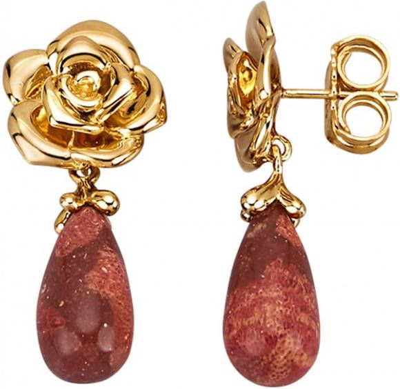 KLiNGEL Oorbellen met schuimkoraal Rood