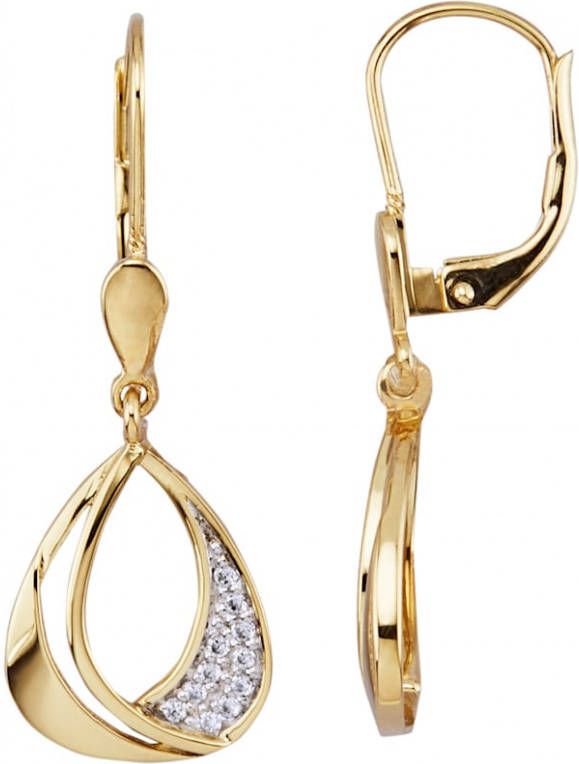 KLiNGEL Oorbellen met synth. zirkonia Geelgoudkleur