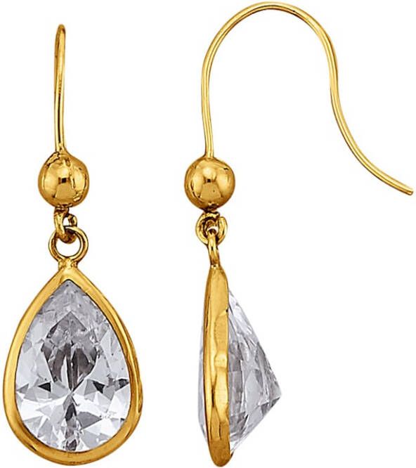 KLiNGEL Oorbellen met synth. zirkonia's, 9 kt. Goudkleur