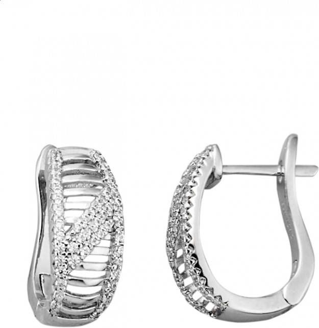 KLiNGEL Oorbellen met synth. zirkonia's Zilverkleur