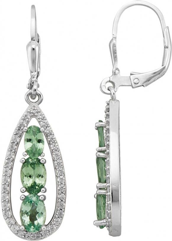 KLiNGEL Oorbellen met tsavorieten en zirkonia Zilverkleur