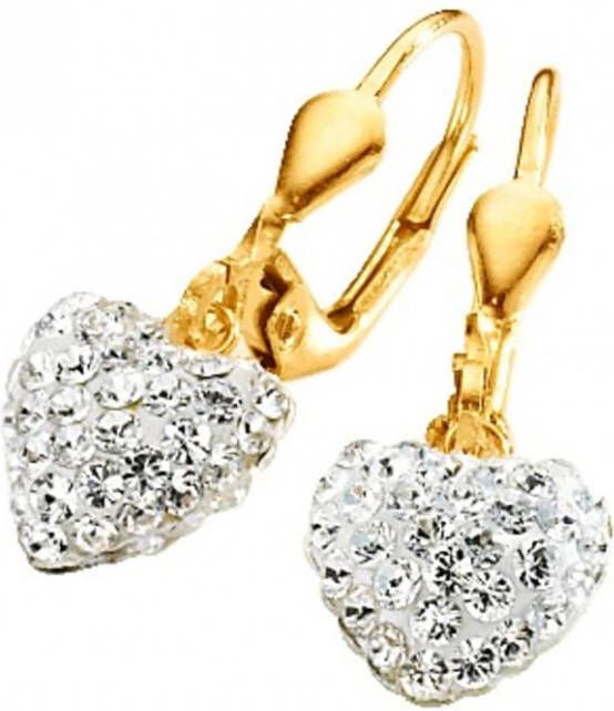 KLiNGEL Oorbellen met witte kristallen Bicolor