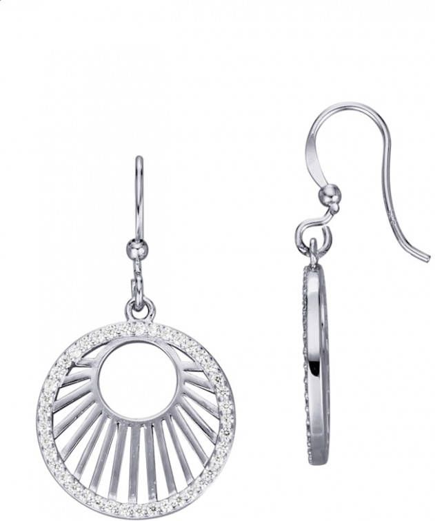 KLiNGEL Oorbellen met witte synth. zirkonia's Zilverkleur