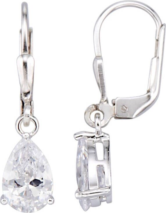 KLiNGEL Oorbellen met zirkonia's met synth. zirkonia's Zilverkleur