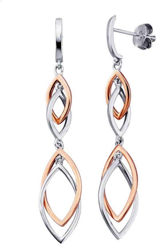 KLiNGEL Oorbellen van echt zilver, deels rood verguld Bicolor