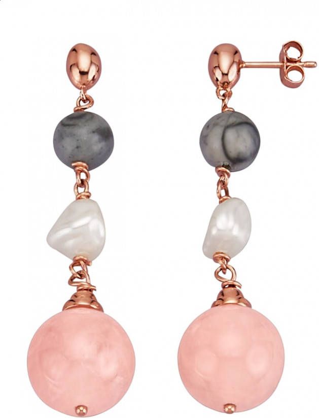 KLiNGEL Oorbellen van roodverguld zilver Roze