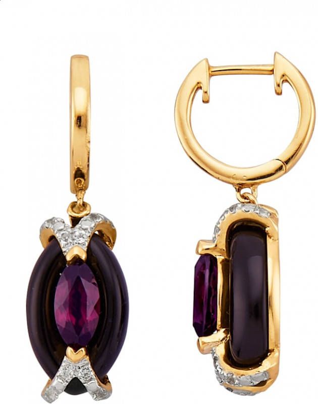 KLiNGEL Oorbellen van verguld zilver Zwart