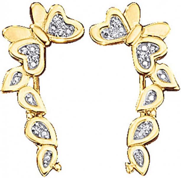 KLiNGEL Oorbellen Vlinder met synth. zirkonia's, echt zilver Geelgoudkleur