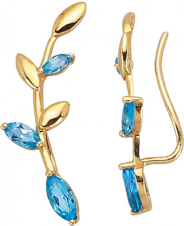 KLiNGEL Oorclips met blauwtopaas, 9 kt. Goudkleur