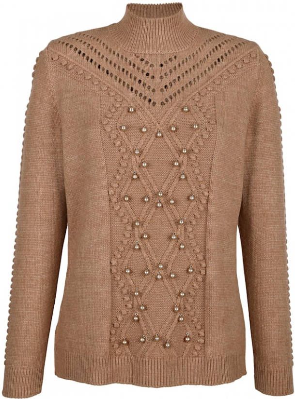 MONA Trui met kraaltjesversiering Beige