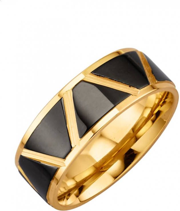 KLiNGEL Vriendschapsring van roestvrij staal, deels zwart/verguld Zwart