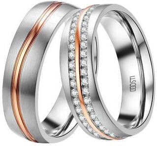 DOOSTI Trouwring Shining wave, ST 102 D, ST 102 H naar keuze met of zonder zirkoontjes