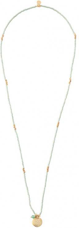 A Beautiful Story Kettingen Truly Aventurine Flower of Life Gold Necklace Groen